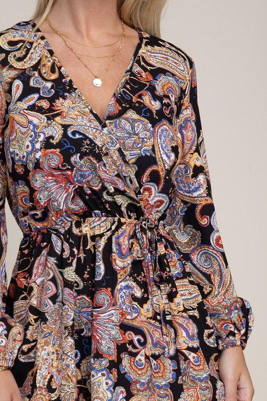 Women's Dresses Paisley Print Shirred Waist A-Line Dress