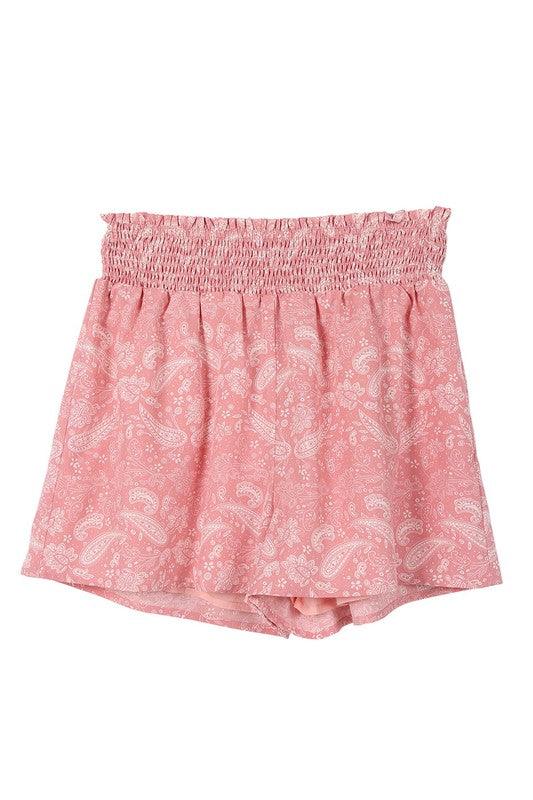 Women's Outfits & Sets Paisley shirred waist casual shorts