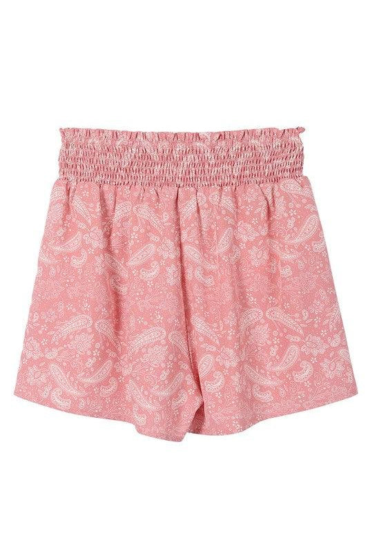 Women's Outfits & Sets Paisley shirred waist casual shorts