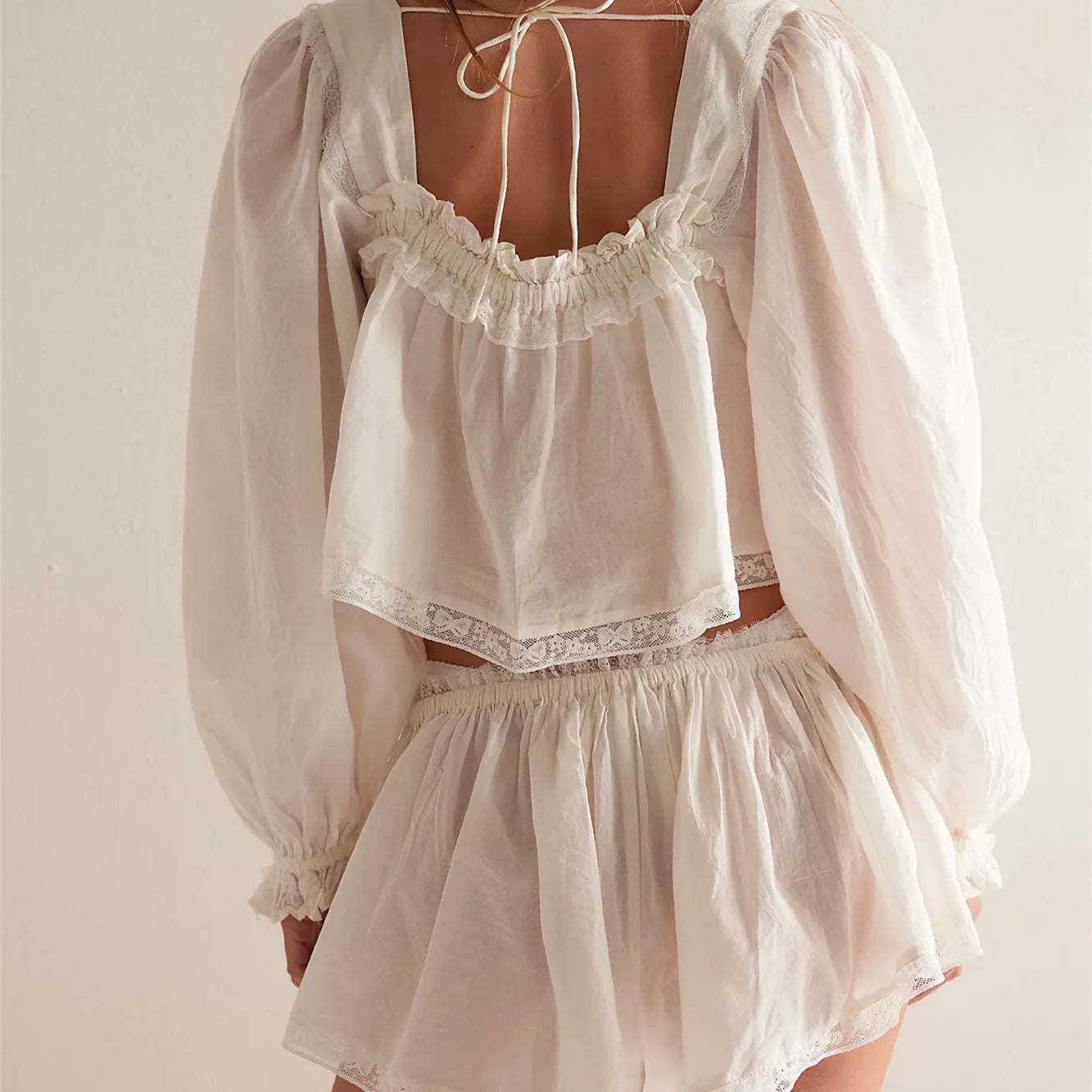 Women's white pajama set, lightweight cotton for comfortable lounging