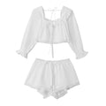 Women's white pajama set, lightweight fabric for cozy lounging