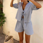 Women's gingham pajama sets for comfortable lounging at home