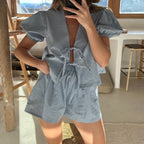 Women's checkered pajama sets in lightweight fabric, perfect for lounging