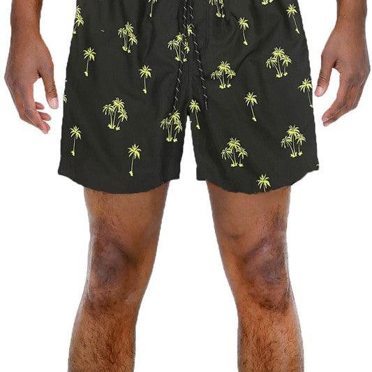 Men's Swimwear Palm Tree Print Swim Shorts for Men