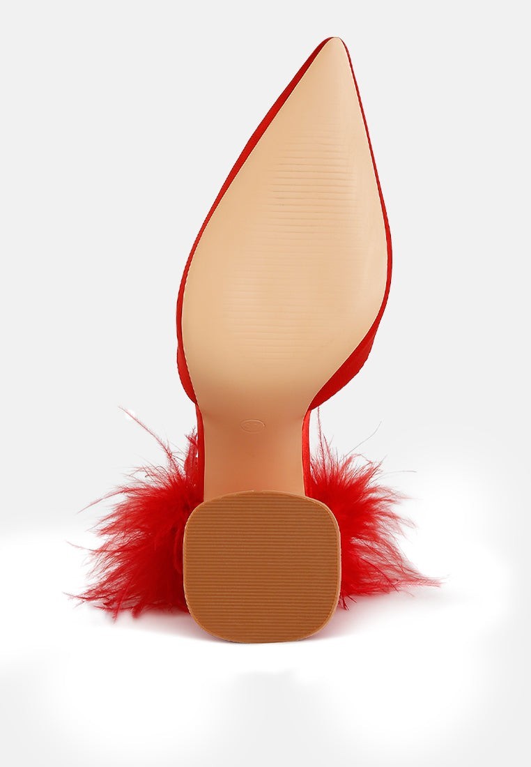 Palmetta Fur Detail Block Heel Sandals