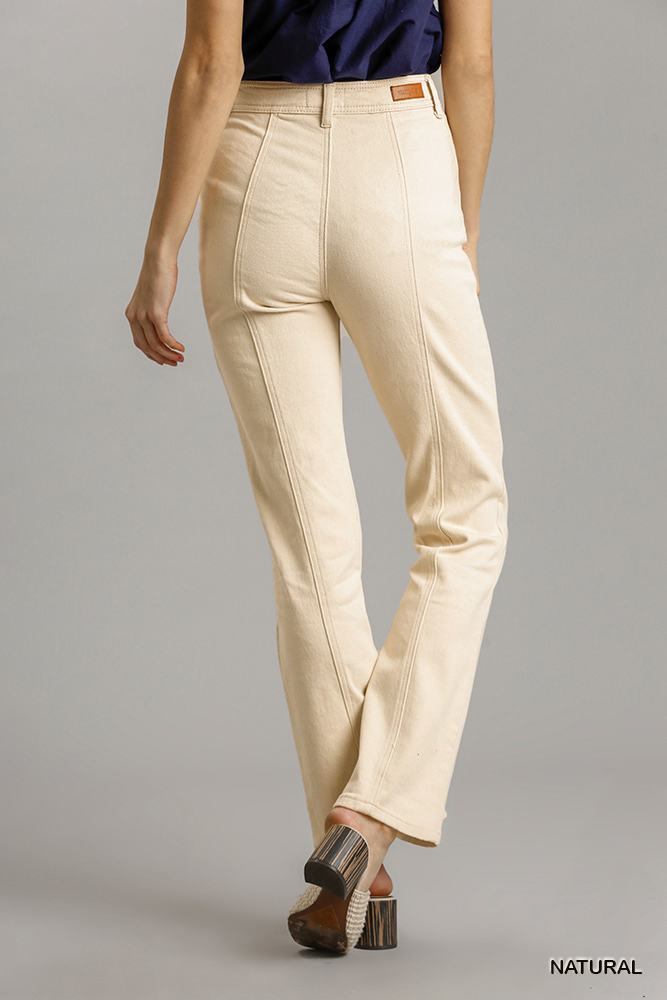 Women's panel straight cut denim jeans in natural color for casual wear