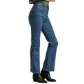 Women's panel straight cut denim jeans in classic blue, perfect for casual outings