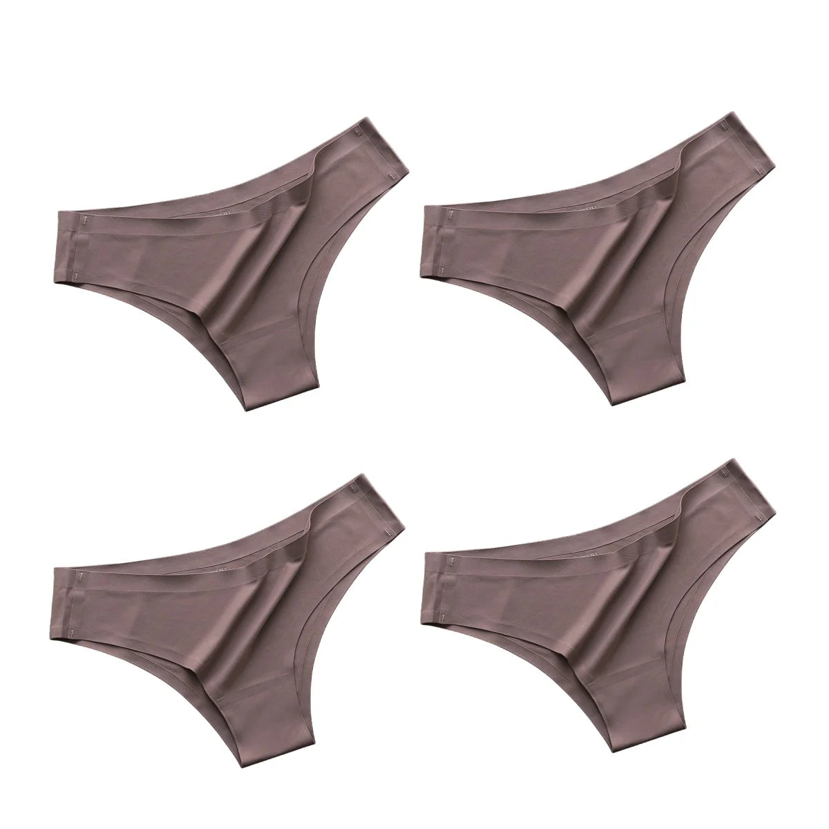 Set of four women's seamless panties in soft taupe material