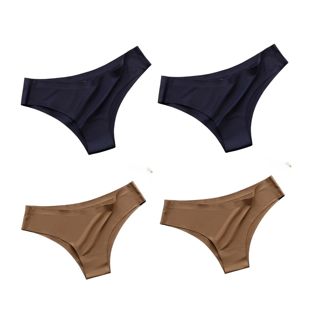 Women's seamless panties in navy and tan, soft fabric for everyday wear