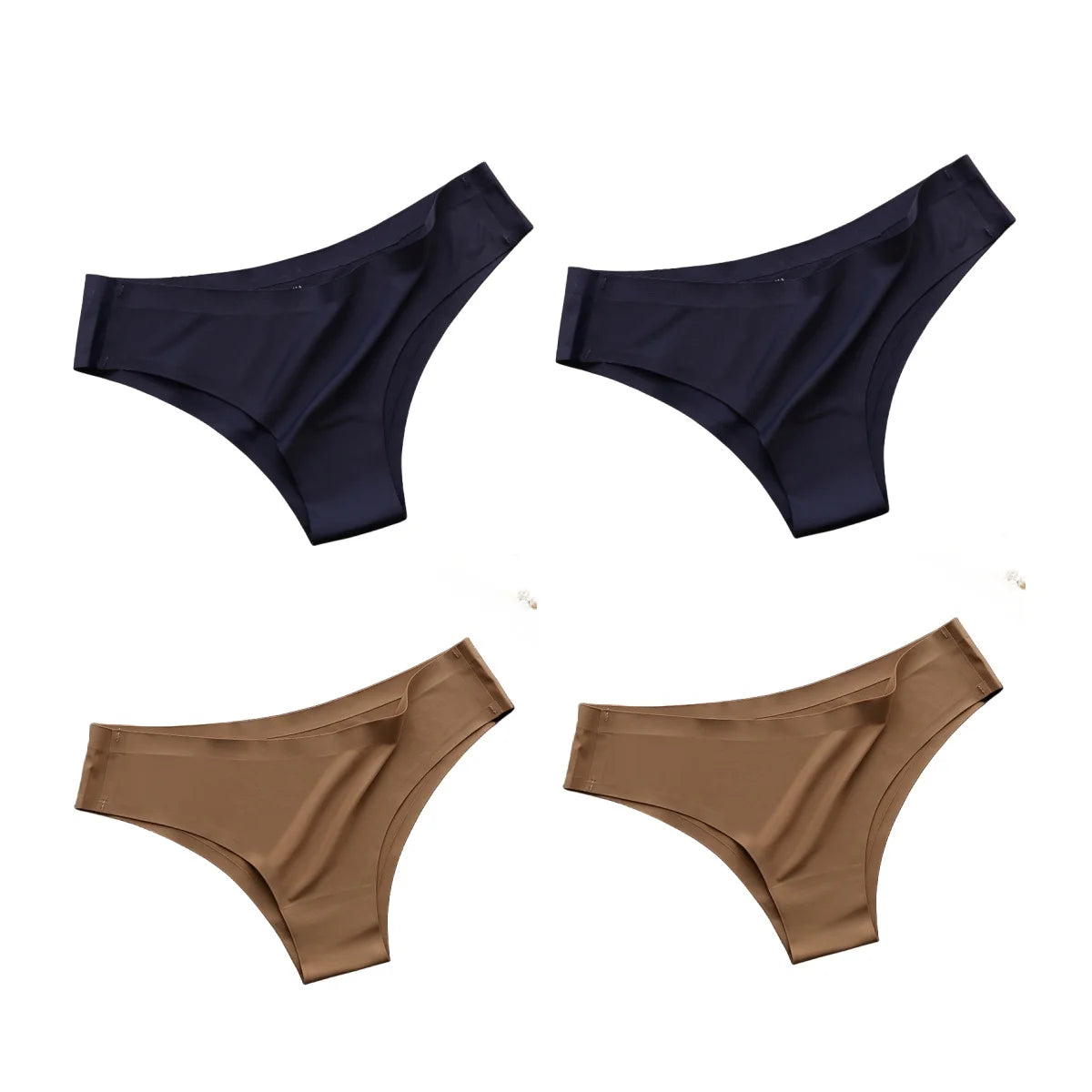 Women's seamless panties in navy and tan, soft fabric for everyday wear