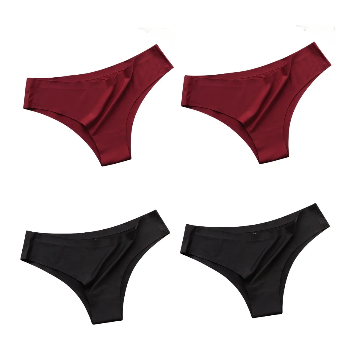 Seamless panties in black and burgundy, soft fabric for everyday comfort