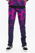 Camo pants in purple and black for casual streetwear style