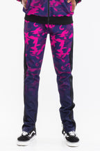Camo pants in purple and black for casual streetwear style