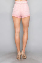 Women's Shorts Paperbag High Waist Belted Ash Wash Colored Short