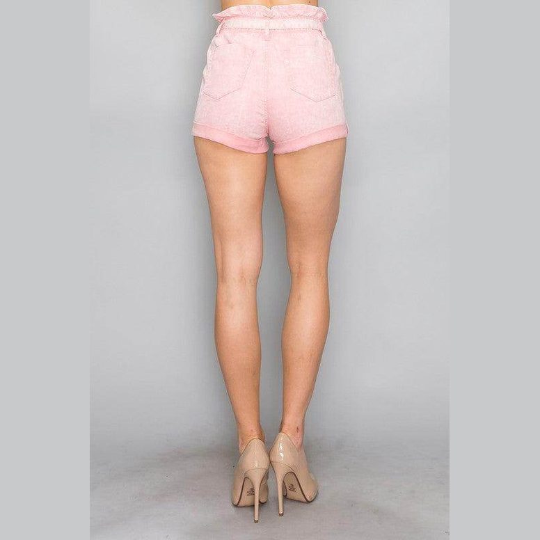 LITZ LA paperbag high waist shorts in light pink with back pockets and a comfortable fit
