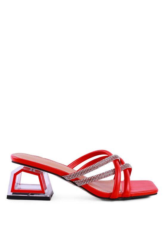 Women's Shoes - Heels Parisian Cut Out Heel Diamante Sandals