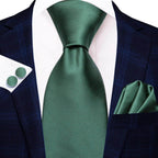 Pastel Solid Silk Wedding Ties Cufflink Set - VacationGrabs