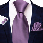 Pastel Solid Silk Wedding Ties Cufflink Set - VacationGrabs