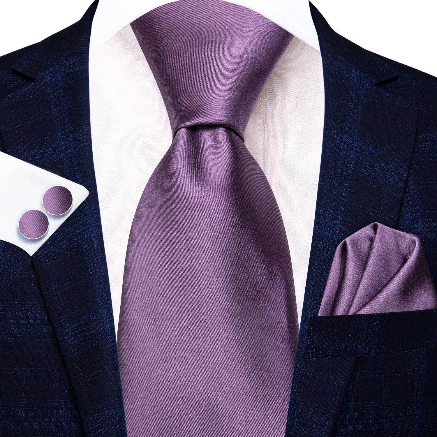 Pastel Solid Silk Wedding Ties Cufflink Set - VacationGrabs