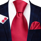 Pastel Solid Silk Wedding Ties Cufflink Set - VacationGrabs