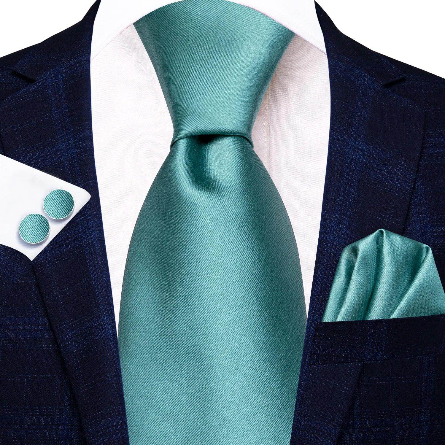 Pastel Solid Silk Wedding Ties Cufflink Set - VacationGrabs