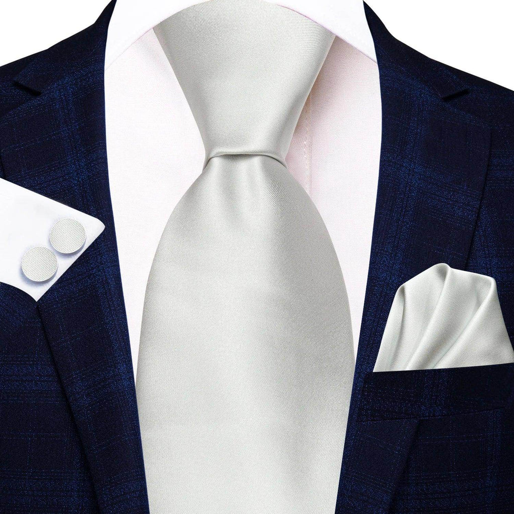 Pastel Solid Silk Wedding Ties Cufflink Set - VacationGrabs