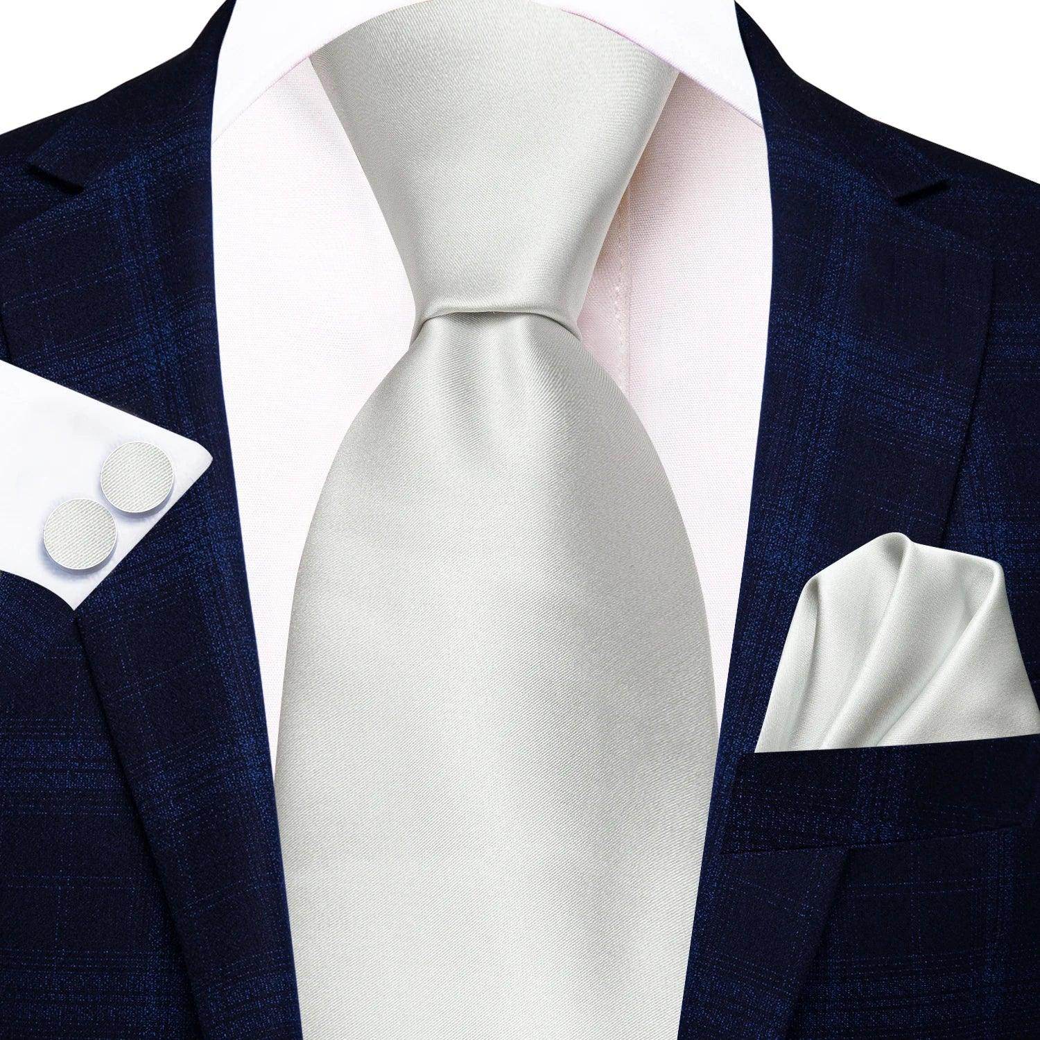 Pastel Solid Silk Wedding Ties Cufflink Set - VacationGrabs