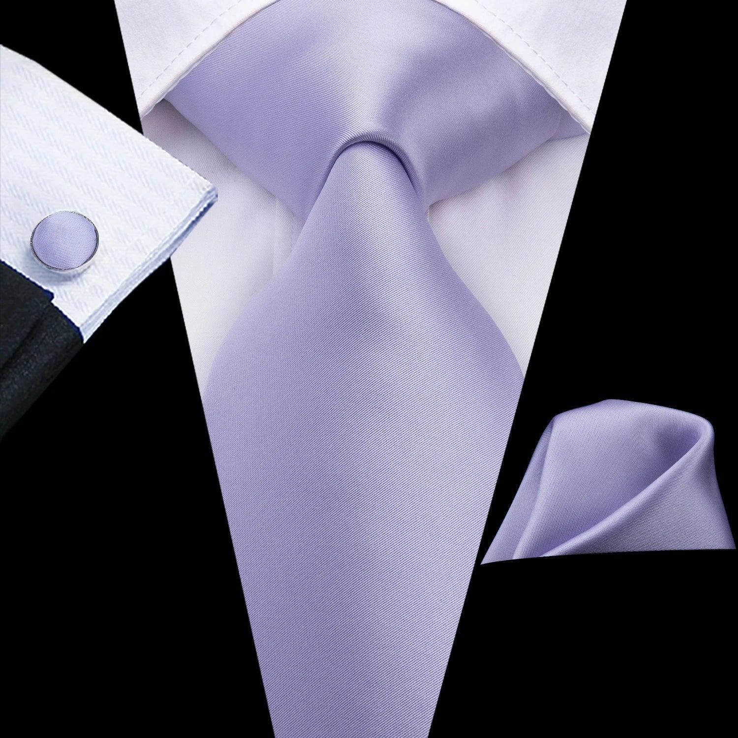 Men's Accessories - Ties Pastel Solid Silk Wedding Ties For Men Fashion Design Handky Cufflink Sets