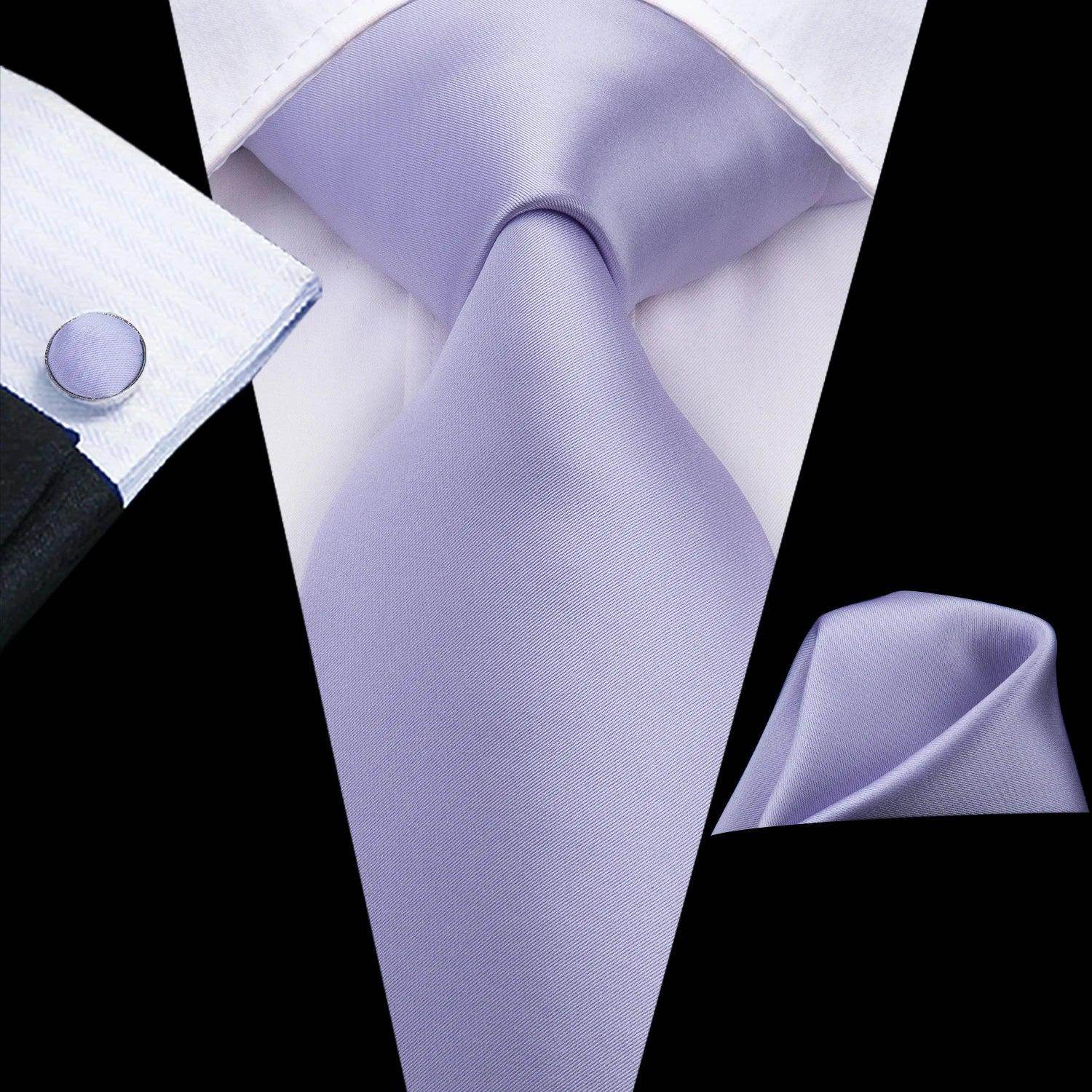 Pastel Solid Silk Wedding Ties Cufflink Set - VacationGrabs