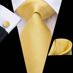 Pastel Solid Silk Wedding Ties Cufflink Set - VacationGrabs