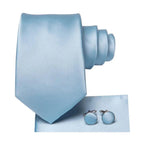 Pastel Solid Silk Wedding Ties Cufflink Set - VacationGrabs
