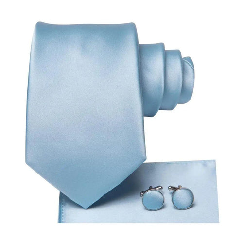 Pastel Solid Silk Wedding Ties Cufflink Set - VacationGrabs