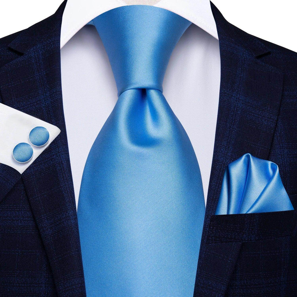 Pastel Solid Silk Wedding Ties Cufflink Set - VacationGrabs
