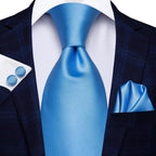 Pastel Solid Silk Wedding Ties Cufflink Set - VacationGrabs