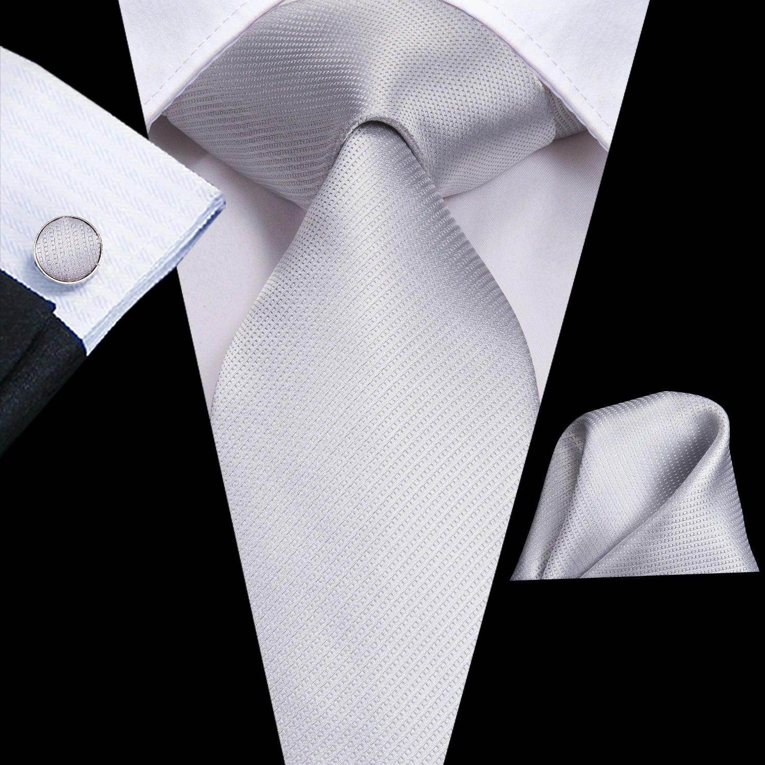 Pastel Solid Silk Wedding Ties Cufflink Set - VacationGrabs