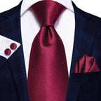 Pastel Solid Silk Wedding Ties Cufflink Set - VacationGrabs