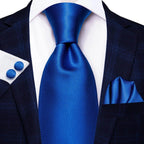 Pastel Solid Silk Wedding Ties Cufflink Set - VacationGrabs