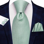 Pastel Solid Silk Wedding Ties Cufflink Set - VacationGrabs