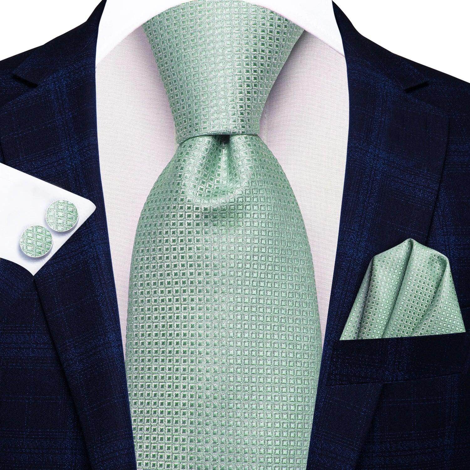 Pastel Solid Silk Wedding Ties Cufflink Set - VacationGrabs