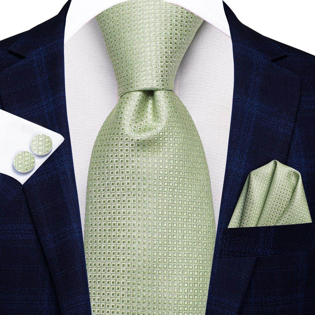 Pastel Solid Silk Wedding Ties Cufflink Set - VacationGrabs