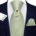 Pastel Solid Silk Wedding Ties Cufflink Set - VacationGrabs