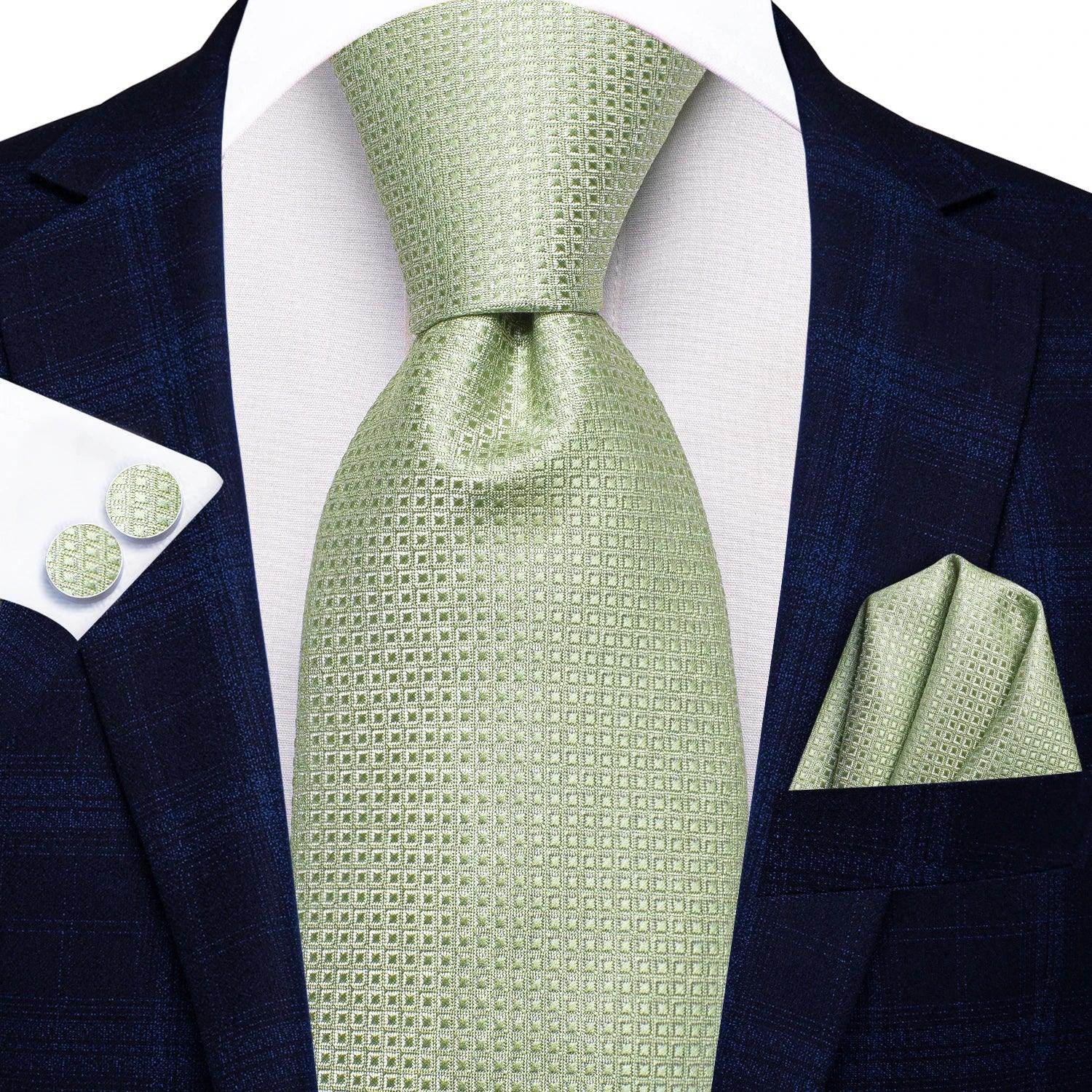 Pastel Solid Silk Wedding Ties Cufflink Set - VacationGrabs