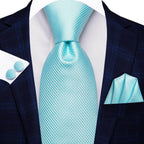 Pastel Solid Silk Wedding Ties Cufflink Set - VacationGrabs