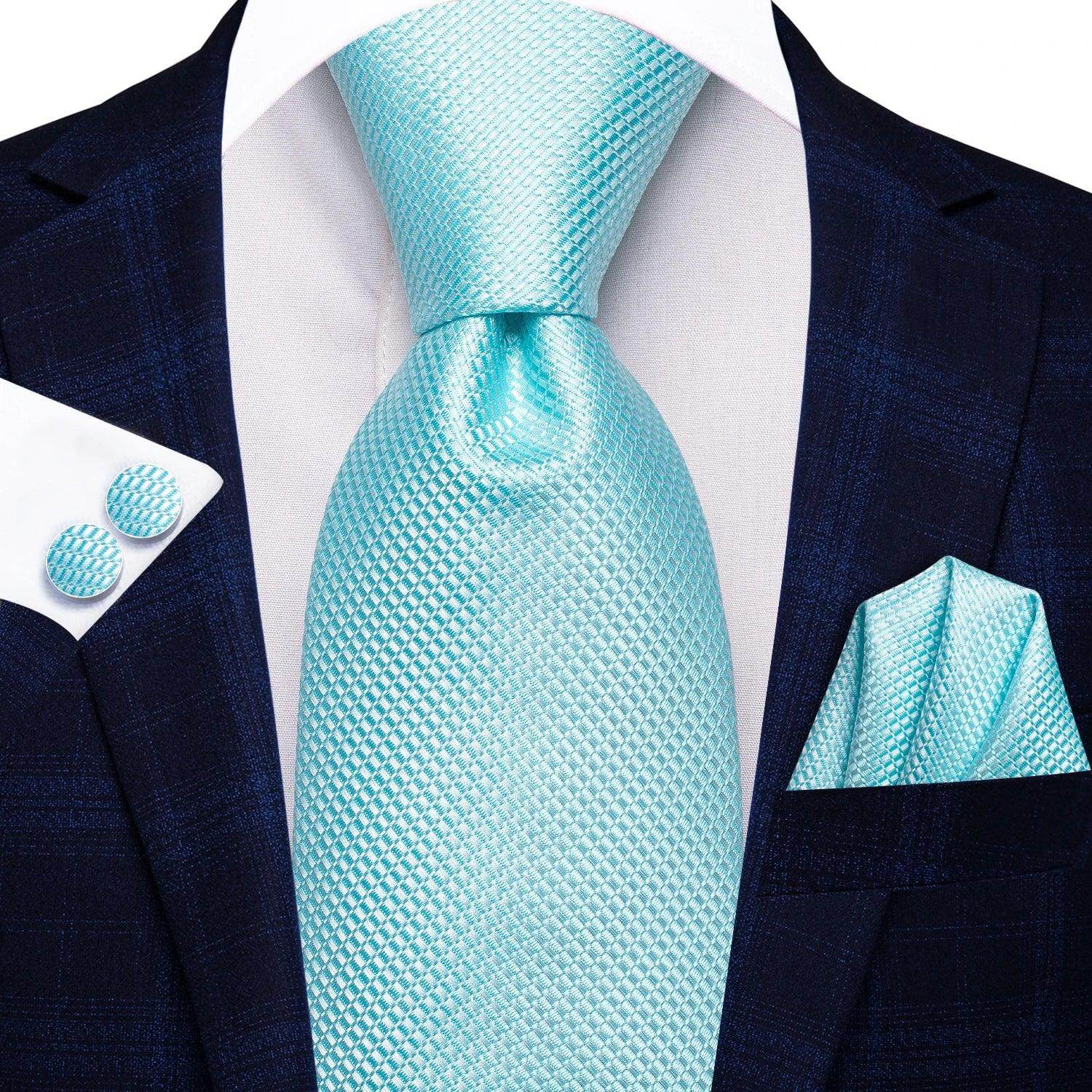 Pastel Solid Silk Wedding Ties Cufflink Set - VacationGrabs