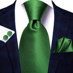 Pastel Solid Silk Wedding Ties Cufflink Set - VacationGrabs