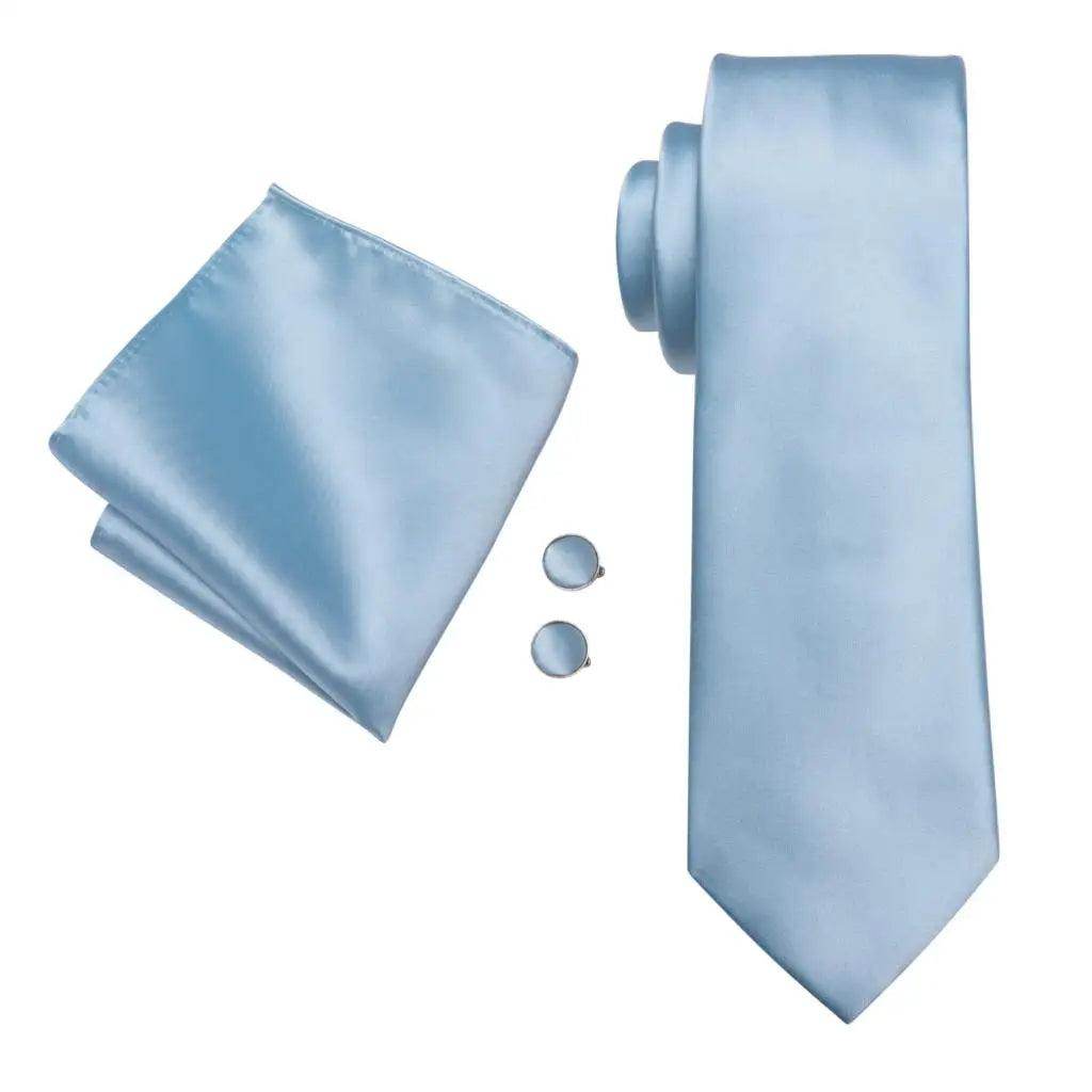 Pastel Solid Silk Wedding Ties Cufflink Set - VacationGrabs