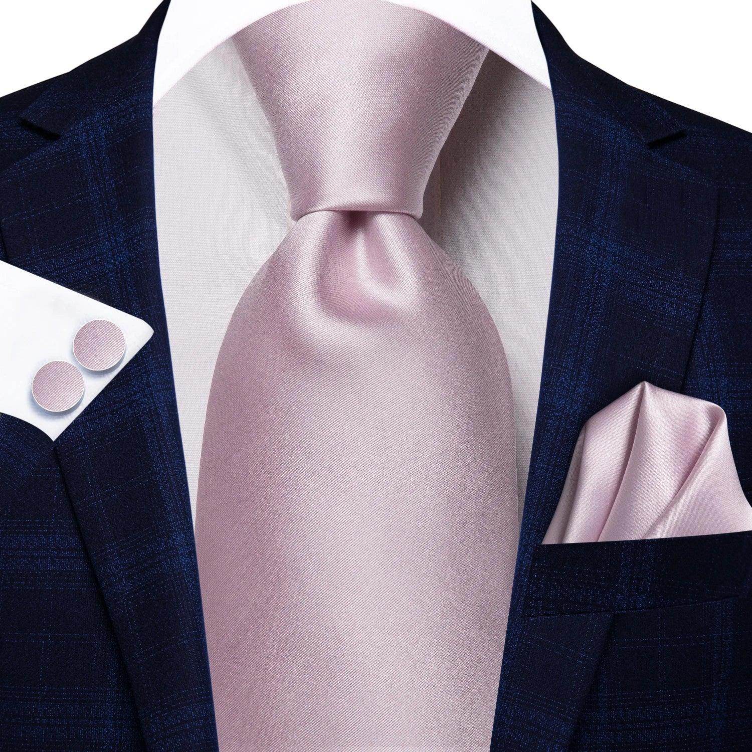 Pastel Solid Silk Wedding Ties Cufflink Set - VacationGrabs