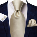 Pastel Solid Silk Wedding Ties Cufflink Set - VacationGrabs
