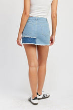 Patch Work Denim Mini Skirt - VacationGrabs