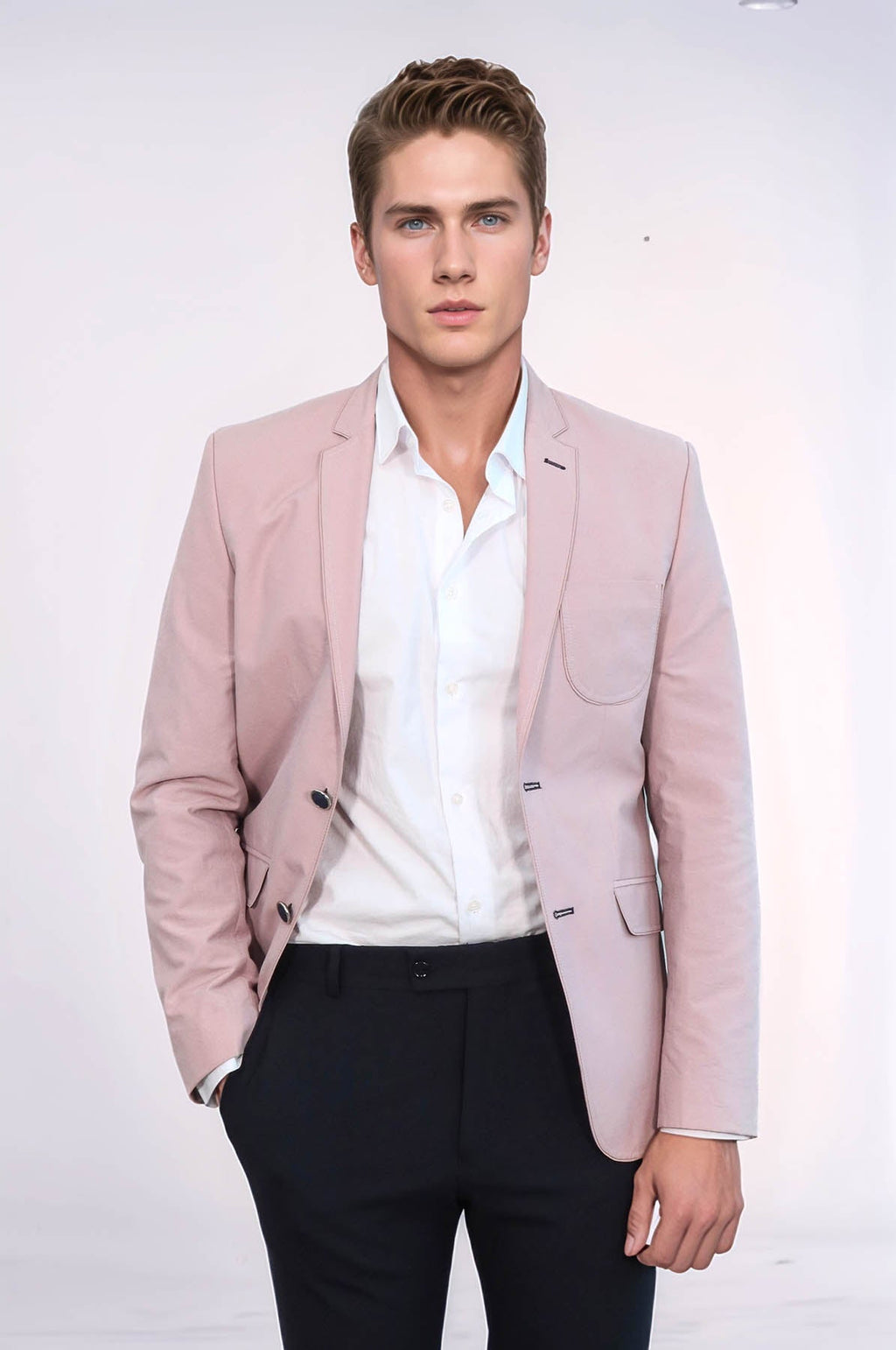 Patched Light Pink Blazer – front view